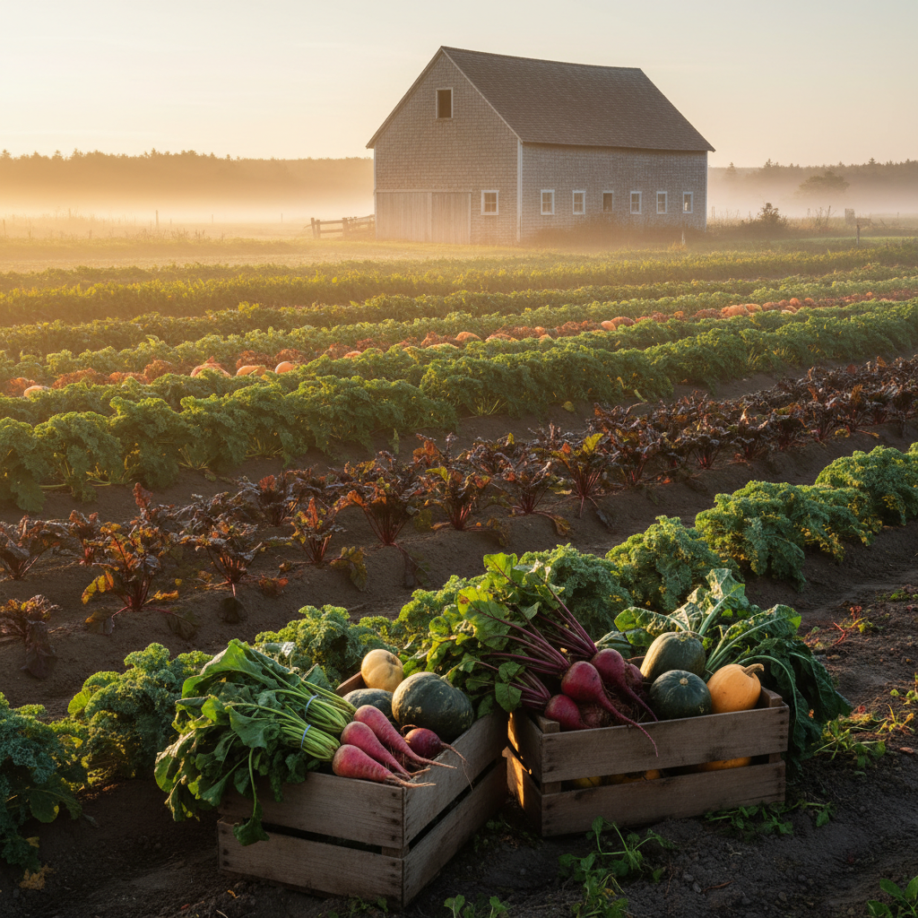 Fresh produce and local ingredients sourced from Maine farms